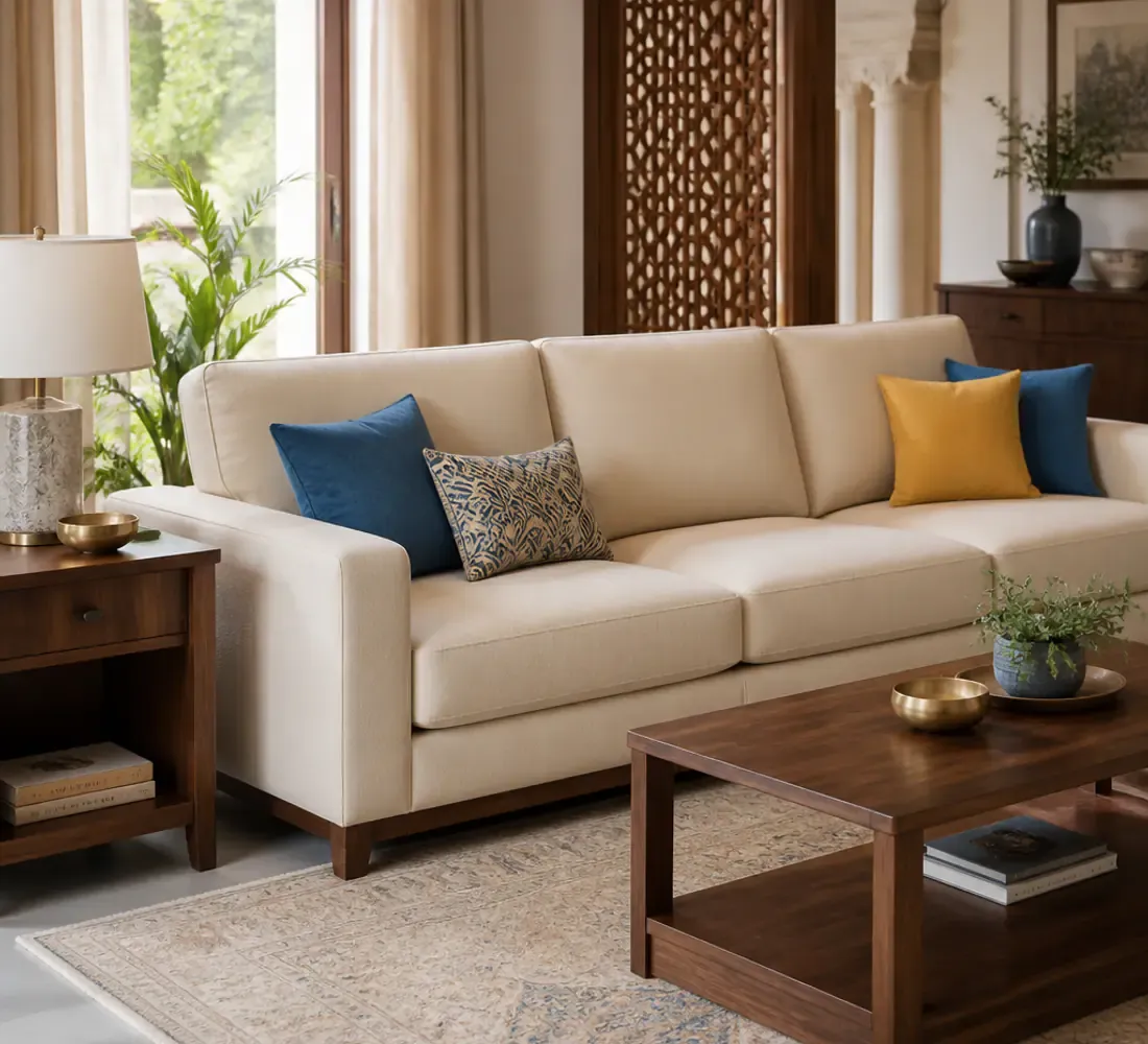 Sofa and living room furniture in an Indian home